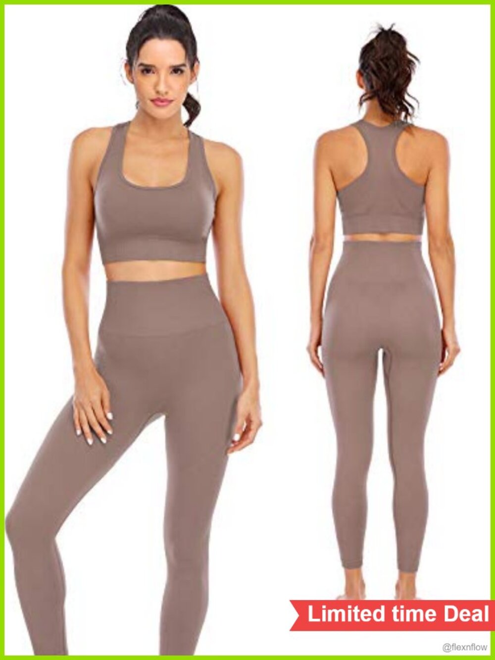 2 Piece Seamless Workout Set High Waisted Leggings Padded Sports Bra Gym Yoga